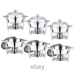 6-Pack 5.3Qt Stainless Steel Chafer Chafing Dish Sets Bain Marie Food Warmer