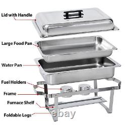6 Pack 8QT Chafing Dish Food Warmer Stainless Steel Buffet Chafer WithFoldable Leg