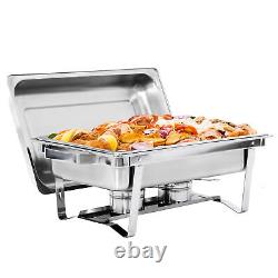6 Pack 8QT Chafing Dish Food Warmer Stainless Steel Buffet Chafer WithFoldable Leg