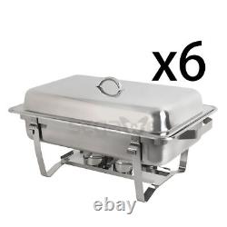 6 Pack 8QT Chafing Dish Stainless Steel Chafer Catering Food Warmer Buffet Set