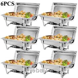 6 Pack Chafing Dish 8 QT Food Warmer Stainless Steel Buffet Set Catering Chafer