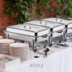 6 Pack Chafing Dish 8 QT Food Warmer Stainless Steel Buffet Set Catering Chafer