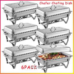 6 Pack Chafing Dish Wedding Buffet Stainless Steel Chafer Catering Full Size