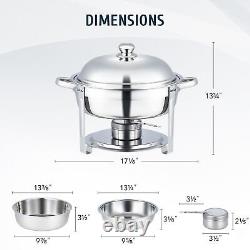 6 Pack Stainless Steel Chafer 5.3Qt Chafing Dish Sets Bain Marie Food Warmer