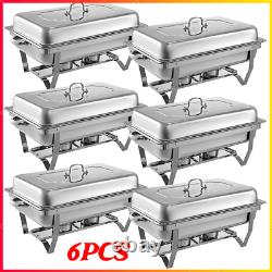 6 Pack Stainless Steel Chafer Chafing Dish Buffet Sets Catering Food Warmer 8Qt