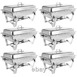 6 Pack Stainless Steel Chafing Dish Sets Catering Bain Marie Food Warmer 8Qt NEW