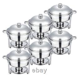 6 Packs Stainless Steel Chafer 5.3 Qt Chafing Dish Sets Bain Marie Food Warmers