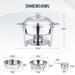 6 Packs Stainless Steel Chafer 5.3 Qt Chafing Dish Sets Bain Marie Food Warmers