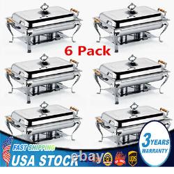 6 Pcs Catering Stainless Steel Chafer Chafing Dish 8QT Buffet Party Food Warmer