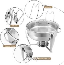 6 QT Chafing Dish Buffet Set with Serving Spoons, 2 Packs Stainless Steel round