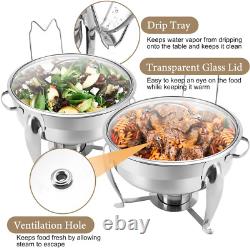 6 QT Chafing Dish Buffet Set with Serving Spoons, 2 Packs Stainless Steel round