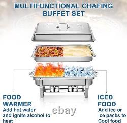 6x Catering Stainless Steel Chafing Dish Sets 9.5QT Full Size Buffet Food Warmer