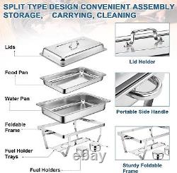 6x Catering Stainless Steel Chafing Dish Sets 9.5QT Full Size Buffet Food Warmer