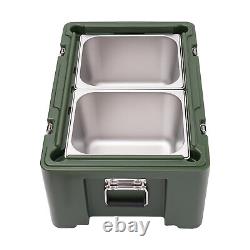 7-8 Hour Insulated Food Pan Carrier Catering Dish Box Chafing Dish w 2 Pans 32Qt