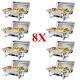 8PCS 9.5QT Chafing Dish Food Warmer Stainless Steel Buffet Chafer Foldable Legs