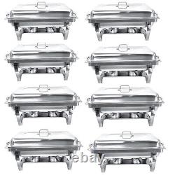 8PK 9.5QT Chafing Dish Full Size Food Pans Stainless Steel Chafer Food Warmer