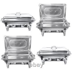 8PK 9.5QT Chafing Dish Full Size Food Pans Stainless Steel Chafer Food Warmer