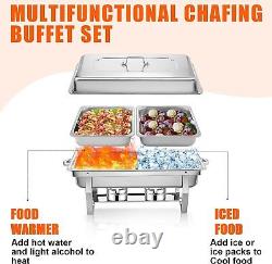 8QT 4 Chafing Dish Food Warmer Stainless Steel Buffet Set 2 Pans Catering Chafer