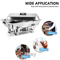 8QT 4 Chafing Dish Food Warmer Stainless Steel Buffet Set 2 Pans Catering Chafer