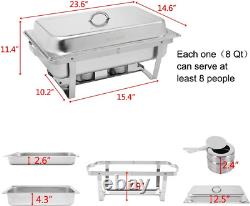 8QT Stainless Steel Chafing Dish Food Warmer Buffet Chafer With Stand 4PCS