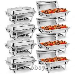 8 PCS Chafing Dish Buffet Set 8 Qt Durable Stainless Steel Catering Food Warmer