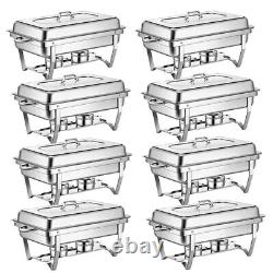 8 Pack 13.7 Qt Stainless Steel Chafer Chafing Dish Sets Bain Marie Food Warmer