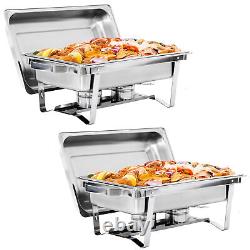 8 Pack 8 QT Stainless Steel Chafer Chafing Dish Set Catering Food Warmer