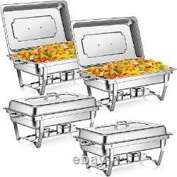 8 Pack 9.5QT Chafing Dish Food Warmer Stainless Steel Buffet Chafer Foldable Leg