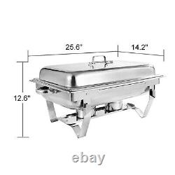 8 Pack Catering Stainless Steel Chafing Dish Sets 9.5QT Full Size Buffet Warmer