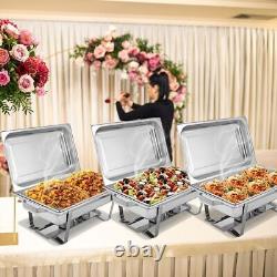 8 Pack Catering Stainless Steel Chafing Dish Sets 9.5QT Full Size Buffet Warmer