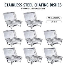 8 Pack Stainless Steel Chafer 13.7 QT Chafing Dish Sets Bain Marie Food Warmer