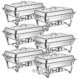 8 QT 6 Pack Chafing Dish Food Warmer Stainless Steel Buffet Set Catering Chafer