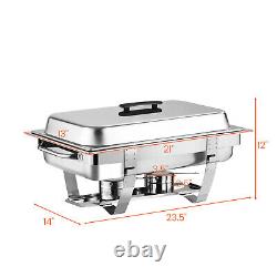 8 Qt 6PK Stainless Steel Chafer Chafing Dish Sets Bain Marie Food Warmer 2 Pans