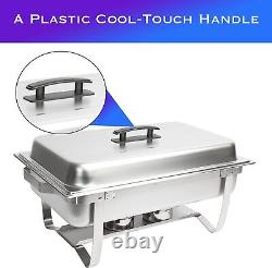 8 Qt 6PK Stainless Steel Chafer Chafing Dish Sets Bain Marie Food Warmer 2 Pans