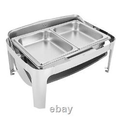 9.54QT Stainless Steel 2 Pans Buffet Chafing Dish Set Roll Top Food Warmer New
