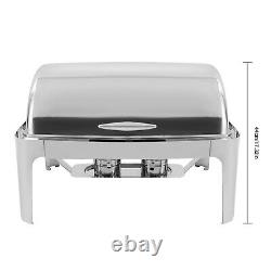 9.54QT Stainless Steel Chafer Buffet Chafing Dish Set Roll Top Food Warmer