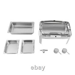 9.54QT Stainless Steel Chafer Buffet Chafing Dish Set Roll Top Food Warmer