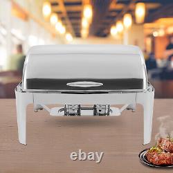 9.54QT Stainless Steel Chafer Buffet Chafing Dish Set Roll Top Food Warmer New