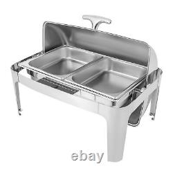 9.54 QT Stainless Steel Chafer Buffet Chafing Dish Set Roll Top Food Warmer US