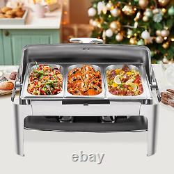 9.5qt 3 Food Pan Clamshell-type Chafing Dish Food Warmer For Commercial Catering