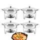 Buffet Servers Warmers Food Stainless Steel Chafing Dish Set of 4 Lid & Holder