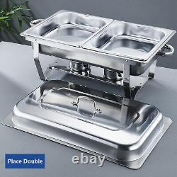 Buffet Set Food Warmer Double Grid Chafing Pans Dishes 8 Qt Stainless Steel