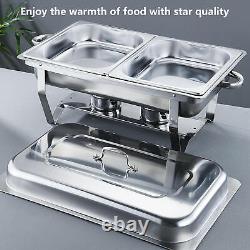 Buffet Set Food Warmer Double Grid Chafing Pans Dishes 8 Qt Stainless Steel