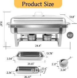 Chafing Dish Buffet Set 6pc Full Size 8QT Stainless Steel Food Warmer Catering