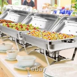 Chafing Dish Buffet Set 6pc Full Size 8QT Stainless Steel Food Warmer Catering