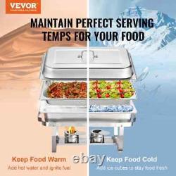 Chafing Dish Buffet Set 8-Qt. Stainless 6 Pack Rectangle Catering Warmer Server