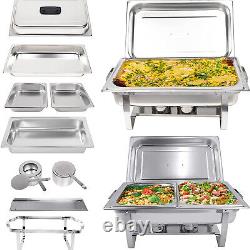 Chafing Dish Buffet Set 9 QT Stainless Steel Food Warmer Chafer Complete Set 6Pc