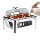 Chafing Dish Food Warmer Stainless Steel Roll Top Lid Buffet Server for Party