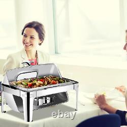 Chafing Dish Food Warmer Stainless Steel Roll Top Lid Buffet Server for Party
