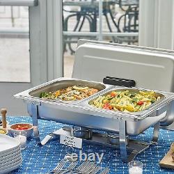 Commercial 8QT Chafing Dish Buffet Food Warmer Steam Table 2 Pan Stainless Steel